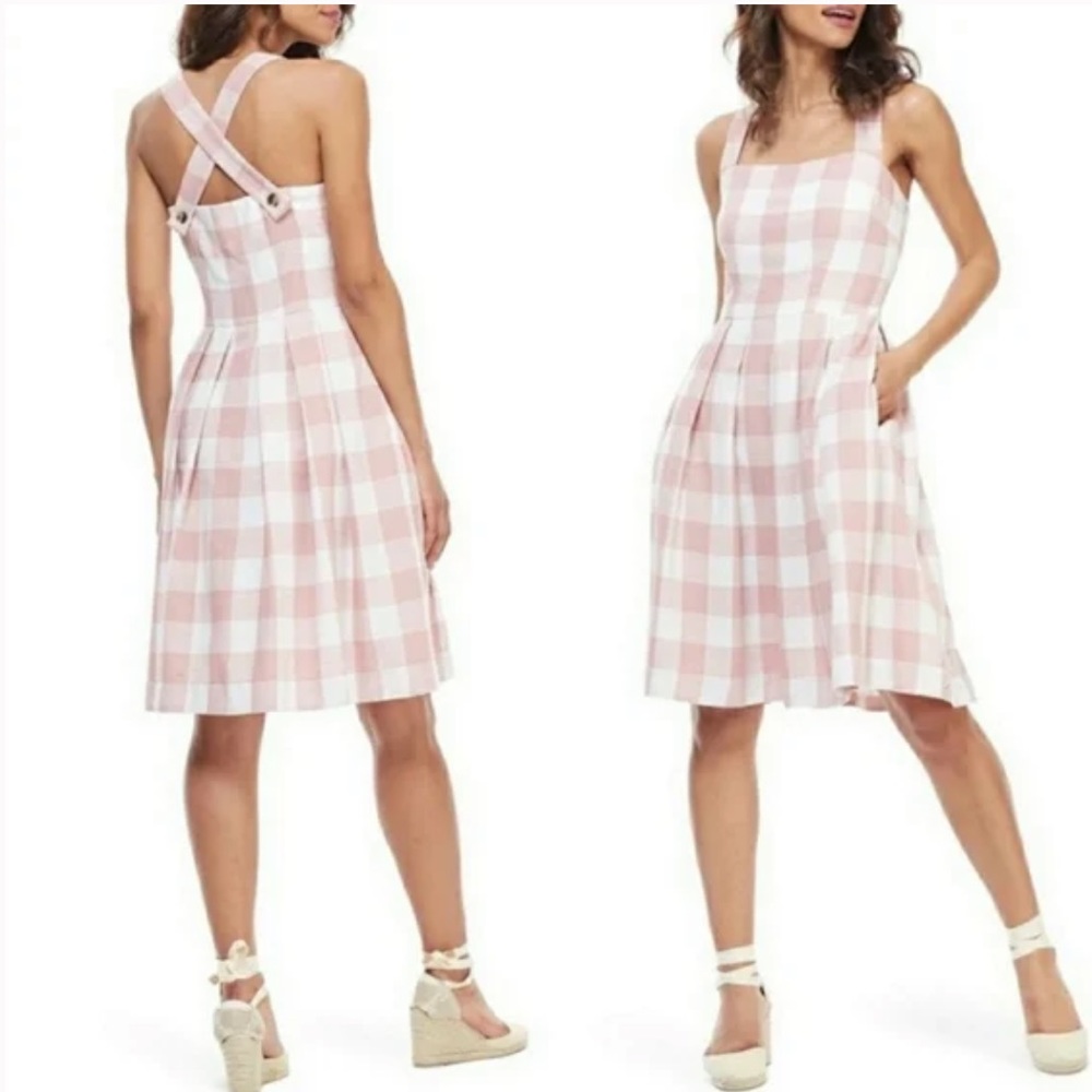 Gal Meets Glam (size 10 petite) pink gingham cross back dress. Great condition!